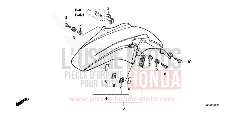 FRONT FENDER for CBF1000 ABS PEARL SIENA RED (R320) from 2008